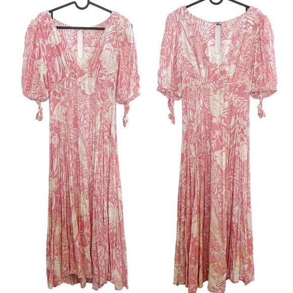 Free People Forever Always Midi Dress Floral Pink 2 - Picture 9 of 9